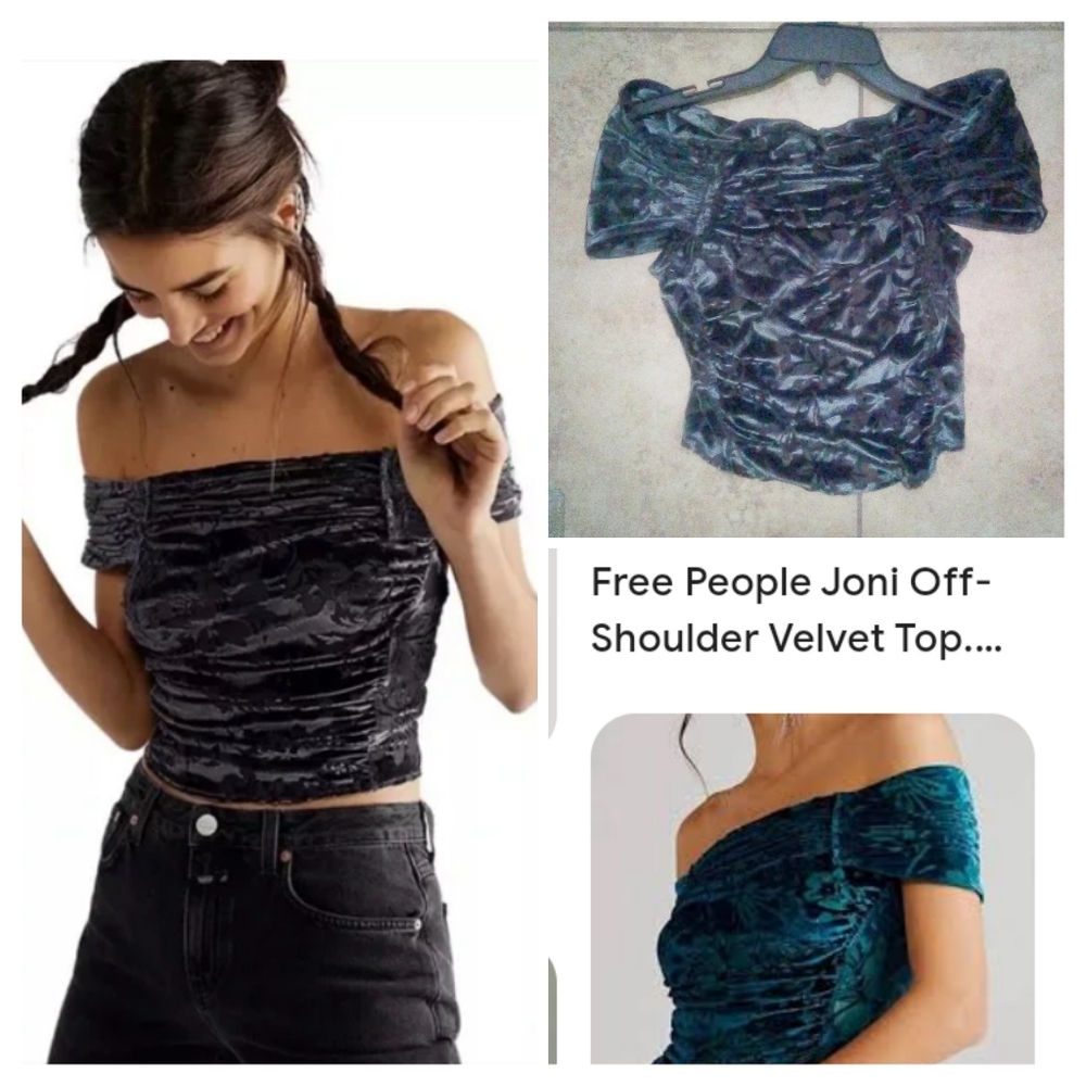 NWOT Free People Joni Velvet Off the Shoulder Top